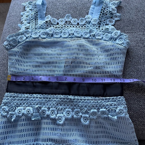 Baby light blue lace dress with floral details - Picture 9 of 10